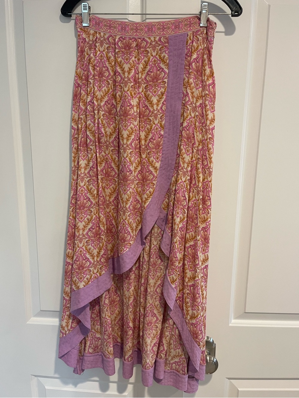 Spell Lavender and Pink High-Low Floral Wrap Skirt